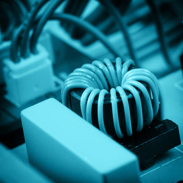 electronic circuit close-up. Macro background