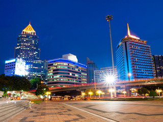 Fototapeta premium Bangkok city downtown at night ,Bangkok,Thailand