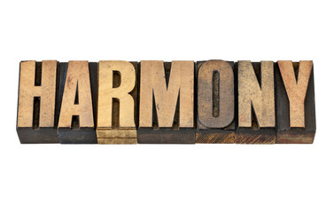 harmony word in wood type