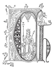 Naklejka premium Miniature, vintage engraving