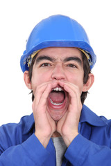 Laborer screaming