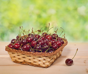 cherries in basket