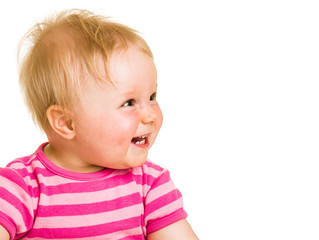 Cute infant girl isolated on white
