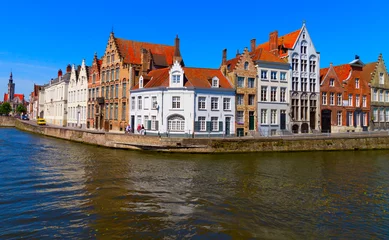 Wall murals Brugges canal and houses at Bruges, Belgium