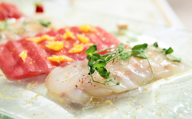 Carpaccio of tuna and seabass