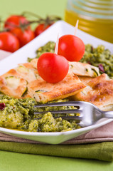 Zucchini focaccia with broccoli.
