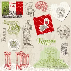 Papier Peint photo Autocollant Doodle Ensemble de griffonnages de Rome - pour la conception et l& 39 album - dessinés à la main en v