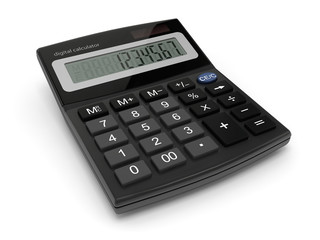 digital calculator 3d-illustration isolated on white background
