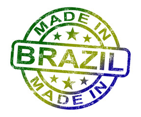 Made In Brazil Stamp Shows Brazilian Product Or Produce