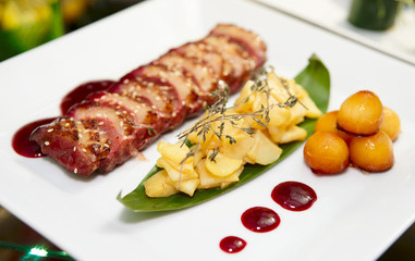 Duck breast dish
