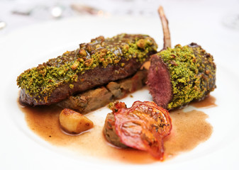 Grilled rack of lamb, english style dish