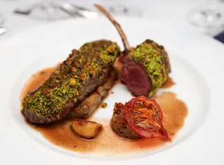 Grilled rack of lamb, english style dish