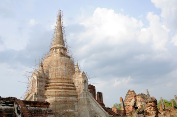 Restoration of the ruins pagoda