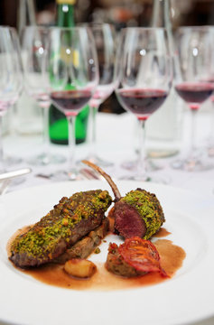 Grilled rack of lamb, english style dish