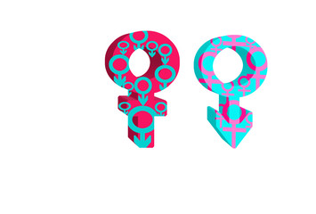 sex symbol of male and female on isolated white