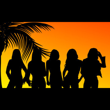 five girls silhouette