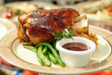 Pork shank on plate
