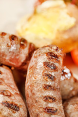 sausages with grilled vegetables