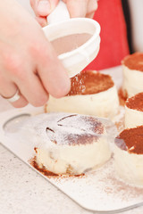 chef cooking tiramisu dessert