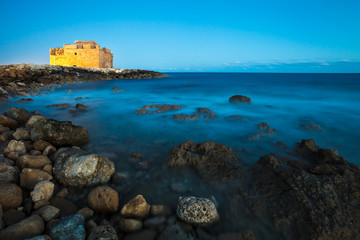 Night view of the Paphos Castle (Paphos, Cyprus)