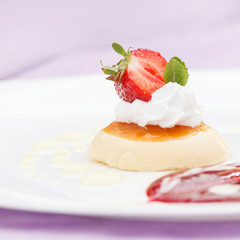 italian panna cotta dessert with strawberry