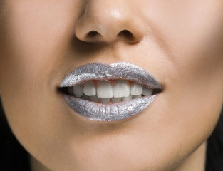 Naklejka premium Silver lips