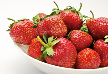 Red strawberry in the bowl