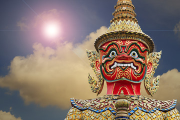 Giant Statue  in Wat Phra Kaew,Temple of the Emerald Buddha Bang