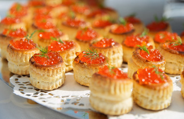 Tartlets with salmon caviar