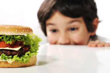 Kid and hamburger