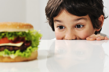 Kid and burger