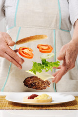 Making hamburger ingredients concept