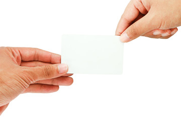 Fototapeta premium blank business card on white background.