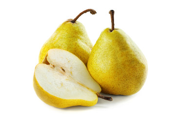 Two and a half pears on a white background