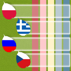 Fototapeta na wymiar Football soccer of flag on grass background