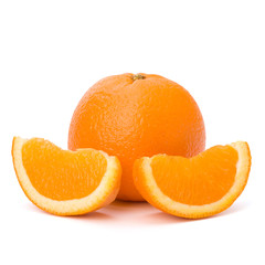 Sliced orange fruit segments  isolated on white background