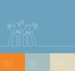 Line illustration of happy hands vector.