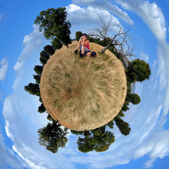 Little planet panorama of meadow