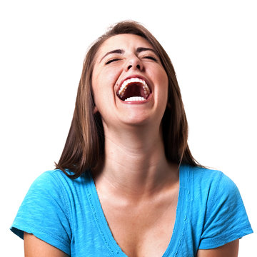 young woman laughing hysterically
