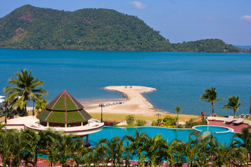 Swimming pool by the sea in Thailand