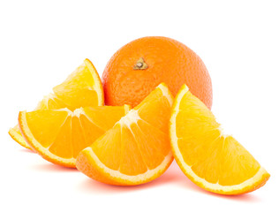 Whole orange fruit and his segments or cantles