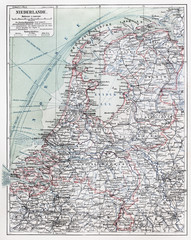 Vintage map of Nederland at the end of 19th century