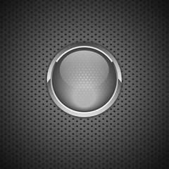 Vector Button on Carbon Fiber Background glass.