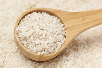 Healthy Dry Brown Rice in a spoon