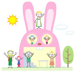 ウサギの形をした家