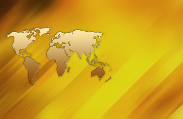 world map on golden plate
