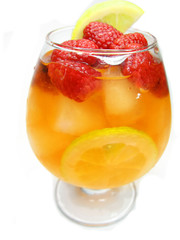 fruit red punch cocktail drink with raspberry