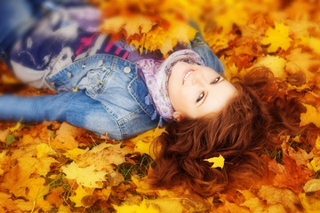 beautiful girl in autumn park