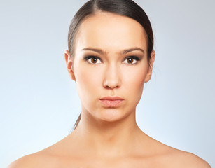 A portrait of a beautiful woman isolated on white background