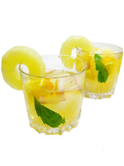 fruit yellow punch cocktail drink with pineapple